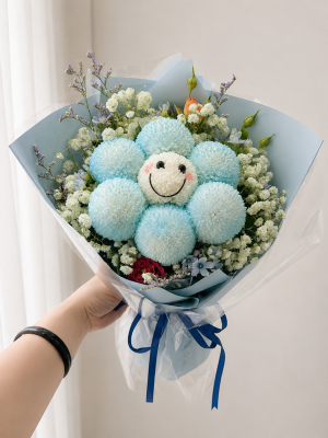 F.Flower Blue Bliss Smiley Bloom Bouquet