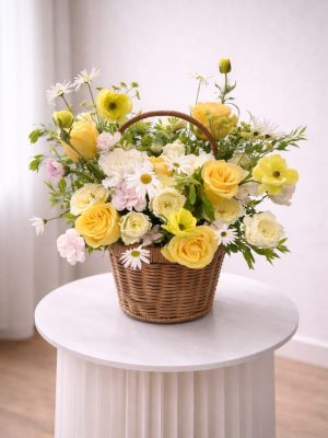 F.F Sunny Meadow Wicker Basket Arrangement
